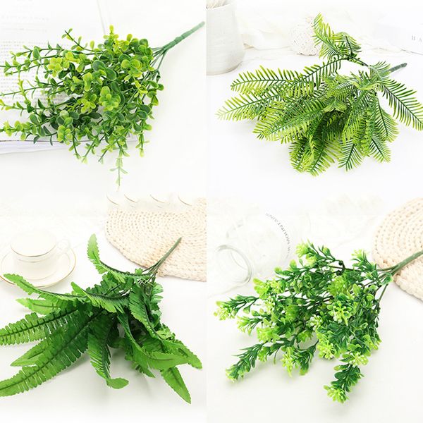 

artificial plant fake plastic leaf garland foliage green plant for home garden wedding party decorations flower arrangement