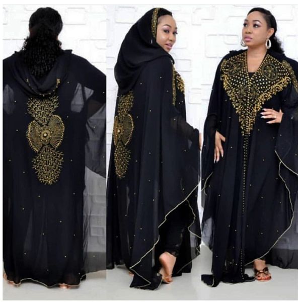 

super size new style african women's dashiki fashion drill beads lengthened cape hooded cape long dress, Red