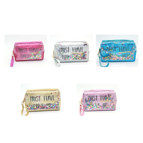 

new cosmetic bags colorful sequins letter print waterproof pvc makeup bag toiletry organizer pouch yaa99