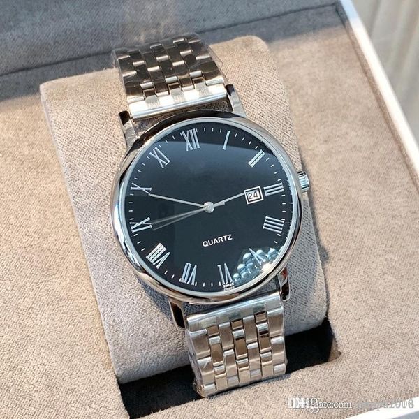 

fashion watch classic simple man wristwatches with date calendar steel luxury nice male clocks dress popular watches rome mark, Slivery;brown