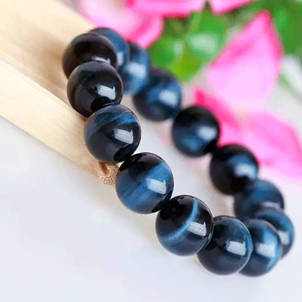 

natural blue tiger eye 56a stone eagle eye cat couple bracelet jewelry, Black