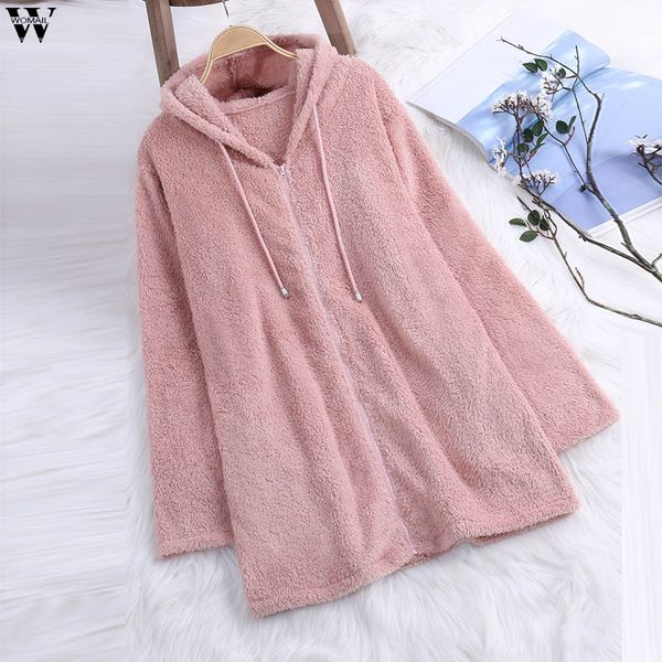 

плюс размер флис из искусственного меха овчины пальто женщин осень зима плюшевые теплые толстые пальто тедди женский свободного покроя пальт, Black;brown