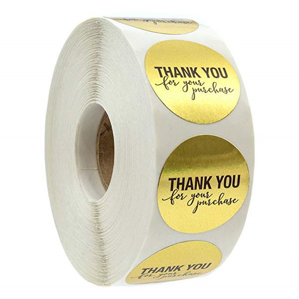 

gold metallic foil "thank you for your purchase"stickers gold and heart shape thank you stickers for wedding decoration-500/roll