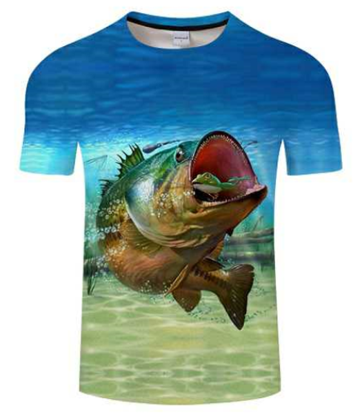 

fashion funny fish fishing t- shirt 3d print men/womens funny summer round collar short sleeve casual k773, White;black