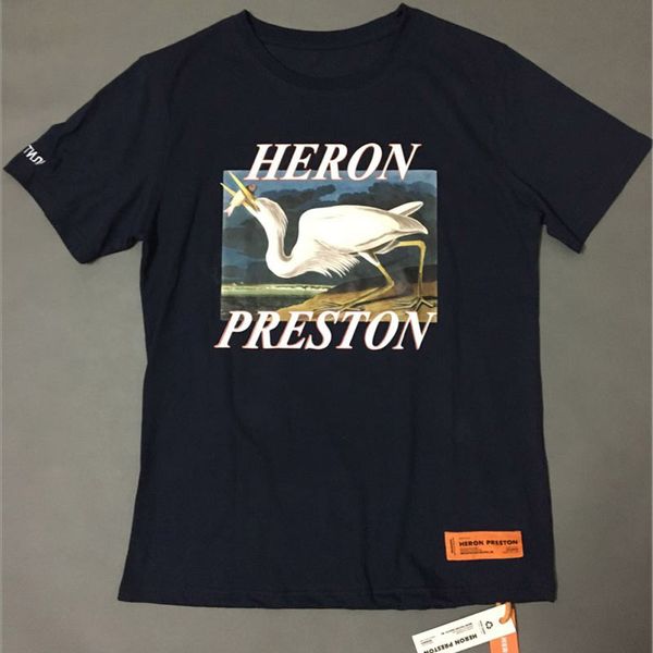 

Heron Preston T-shirts Men Women Hip Hop T-Shirt Cotton Clothings London Moscow Fashion Red-crowned Crane FashionT-Shirt