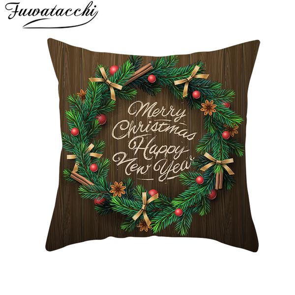 

fuwatacchi wood grain christmas pillow case mat cover pillowcase polyester sofa chair decorative pillow wood grain cotton plant