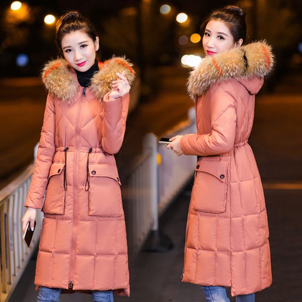 

fashion new autumn winter parkas hooded fur collar coat long thick casual jacket female plus size outwear casco femminos womens, Black