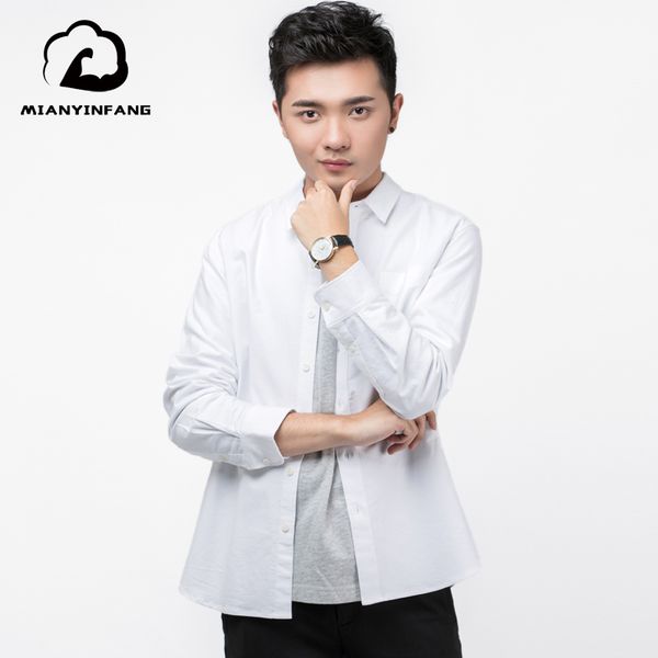 

2020 men oxford shirt 100% cotton spring autumn solid color oxford shirt soft comfort slim fit styles brand man plus size whit, White;black