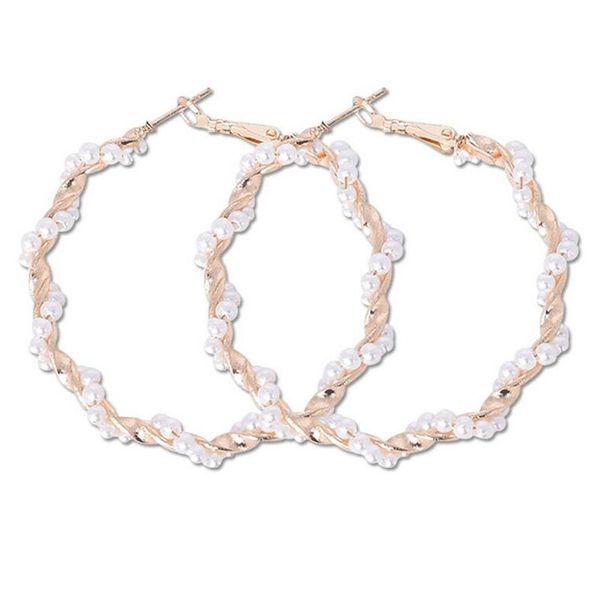 

6 pairs of new earrings winding pearl earrings handbeaded twist cring fashion earrings, Silver