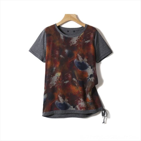 

2020 front piece silk stitching loose pullover all-match modier cotton round collar short sleeve women's t-shirt pullover t-shirt, White