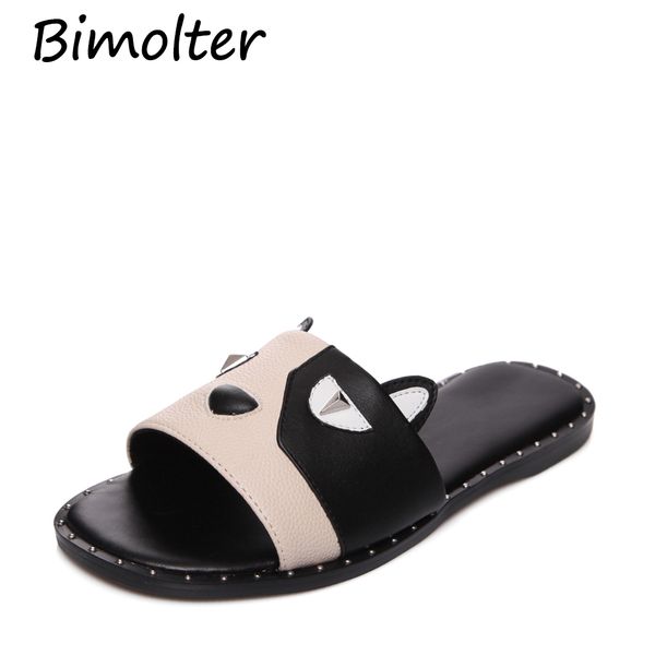 

bimolter 2019 new arrival brand genuine leather shoes woman round toe summer shoes comfortable casual cat woman nc061, Black