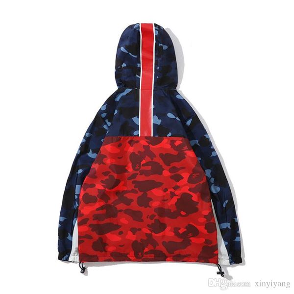 

lover's blue red camo zipper polyester hoodies windbreaker hoodies fashion cardigan leisure coat popular brand thin jackets hoodies, Black