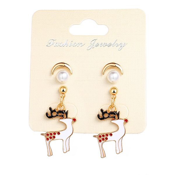 

eds christmas earrings for women deer cute preal stud earring three-pieces earrings set gold fashion women jewelry, Golden;silver