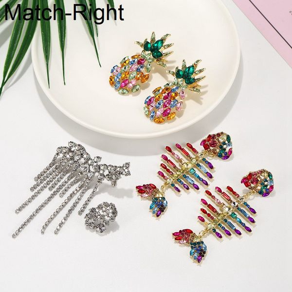 

match-right big statement rhinestone earrings for women brincos long dangle korean drop earrings pendant female jewelry sp875, Silver