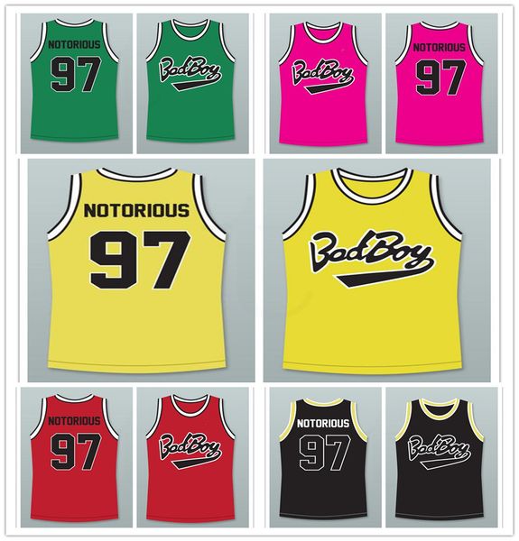 

custom made notorious b.i.g. biggie smalls 97 bad boy man women youth basketball jerseys embroidery movie jerseys size s-5xl any name number, Black;red
