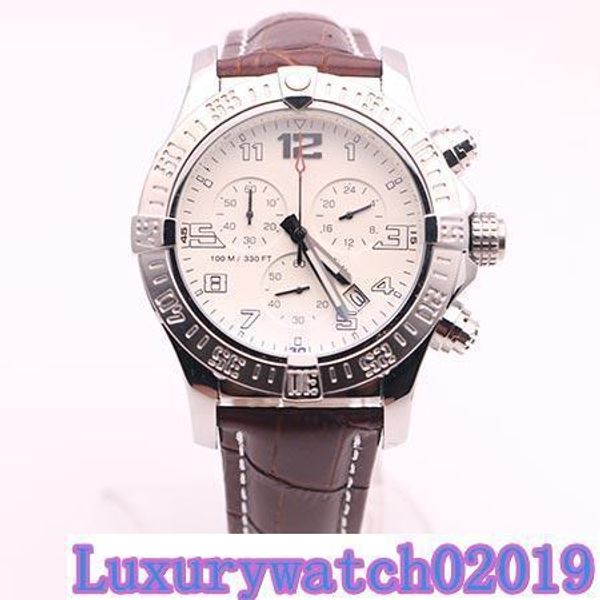 

dhgate selected supplier watches man seawolf chrono white dial brown leather belt watch quartz battery watch mens dress watches, Slivery;brown