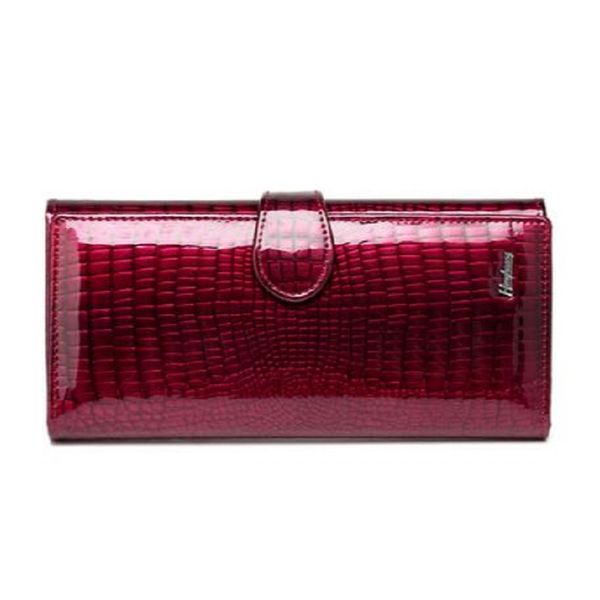 

2019 brand name genuine patent leather wallet for women + gent patent leather purses ing, Red;black
