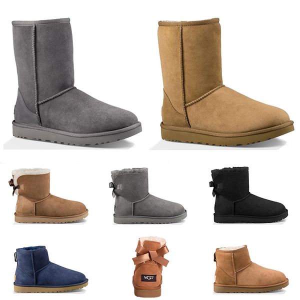 

2019 дизайнер австралия женщины классических снегоступов лодыжка короткого сапога лук мех для зимного каштана женщин зимней обуви размера 36