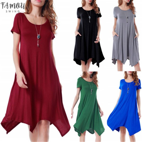 

spring summer mini dress women short sleeve irregular loose dress casual black plus size cotton dress fashion clothing 3xl, Black;gray