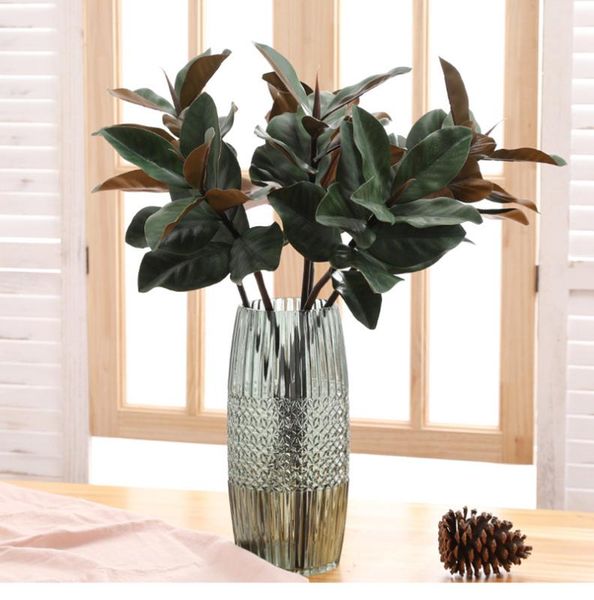 

fake magnolia leaves branch silk leaves tropical plant home table decor