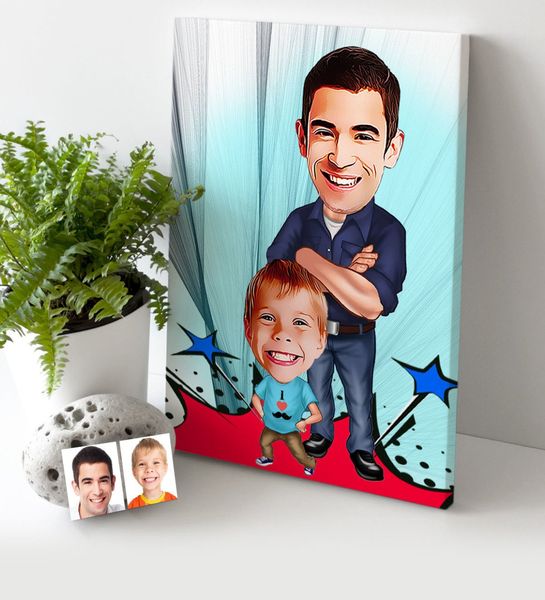 

personalized dad son cartoon canvas table 30x50 cm-2 pet supplies home garden