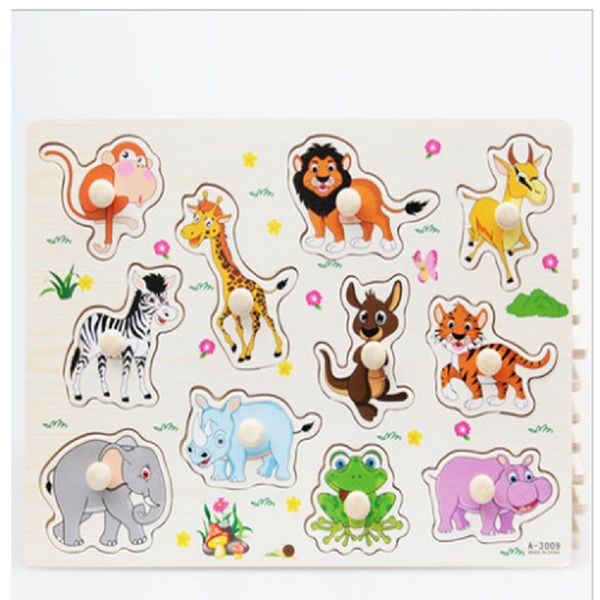 

zoo animals wooden jigsaw children kids baby learning educational puzzle toy