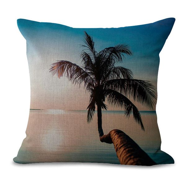 Beach Palm Tree Pillow Case Cushion Cover Linen Cotton Square