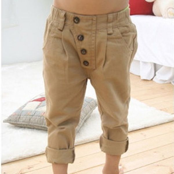 

kids children baby boys pants retro khaki casual straight trousers 2-7y, Blue