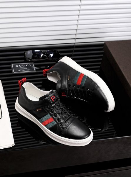 

fast delivery high-end luxury men's casual sports shoes triple fashion design brand platform men's shoes vintage stripes size: 38, Black