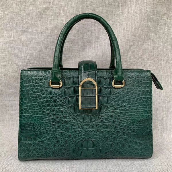 

authentic real crocodile leather women large handbag long belt female shoulder bag genuine alligator skin lady working purse