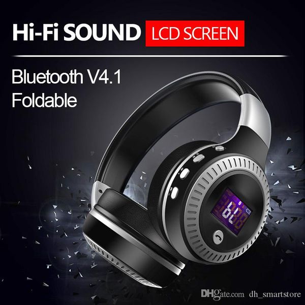 

zealot b19 lcd display hifi bass stereo bluetooth headphone wireless headset with microphone,fm radio,micro-sd card slot