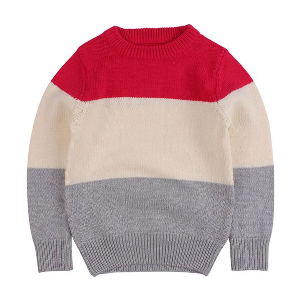 

stitching color baby sweater toddler kids boys girls round collar long sleeve pullover cotton blend child cardigan, Blue