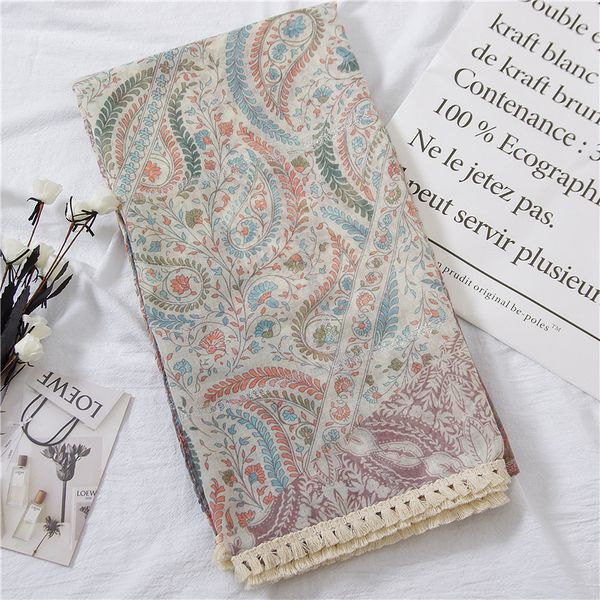 

wholesale-new paisley pattern silver lurex stitch scarves shawl women floral print tassel wrap hijab muffler wholesale 10pcs/lot, Blue;gray