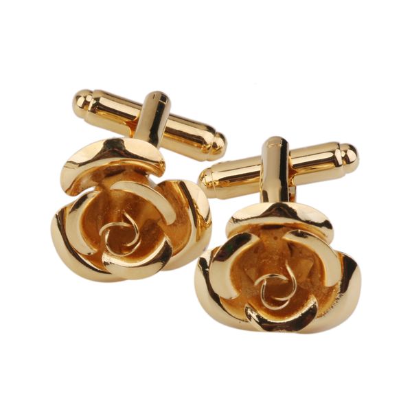 

1 pair of wedding gift pink flowers shaped cufflinks for men shirt business, Silver