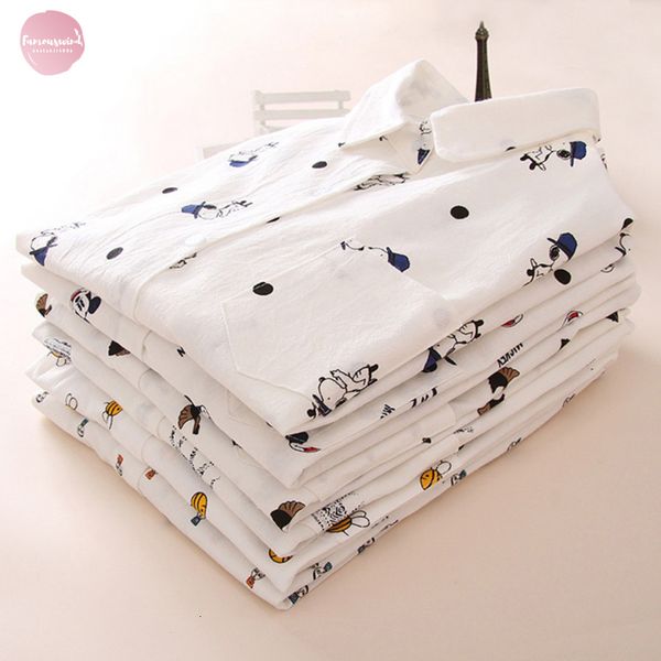 

women blouses cartoon dog bee print female long sleeve blouse shirts ladies clothing cotton fashion womens shirts, White