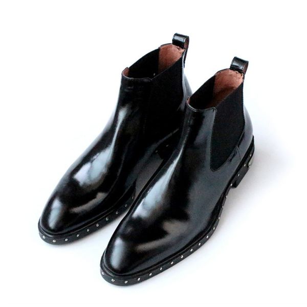 

2020 new winter safety shoes for men european cow leather mens footwear rivets slip on ankle boots rubber boots man