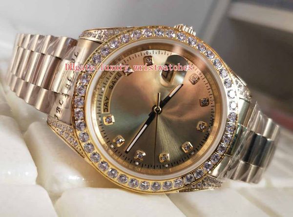 

fashion good wristwatches day-date pearlmaster 118348 128348 36mm diamond 18k yellow gold automatic mechanical ladies women's watches, Slivery;brown