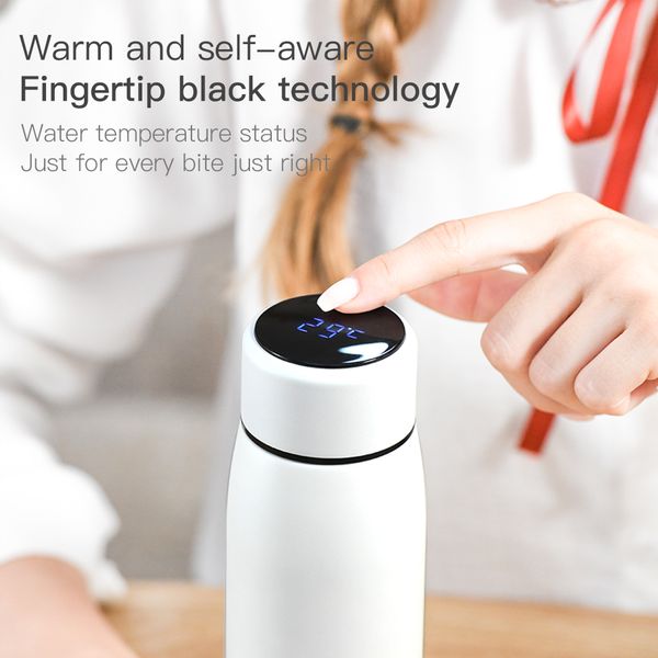 

new fashion smart mug temperature display vacuum stainless steel water bottle kettle thermo cup with lcd touch screen gift cup dbc fy4137