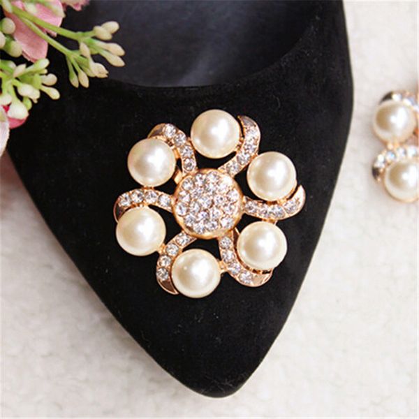 

1pc new crystal bridal charm decor fashion shoe accessories shoes buckle women shoes decoration clips, White;pink