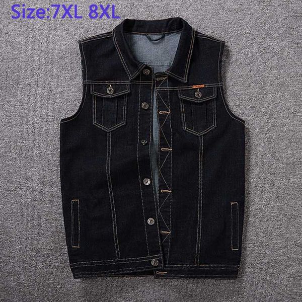 

men's vests 7xl 8xl denim vest jacket cotton very large super black big man extra obese plus size xxl-6xl, Black;white