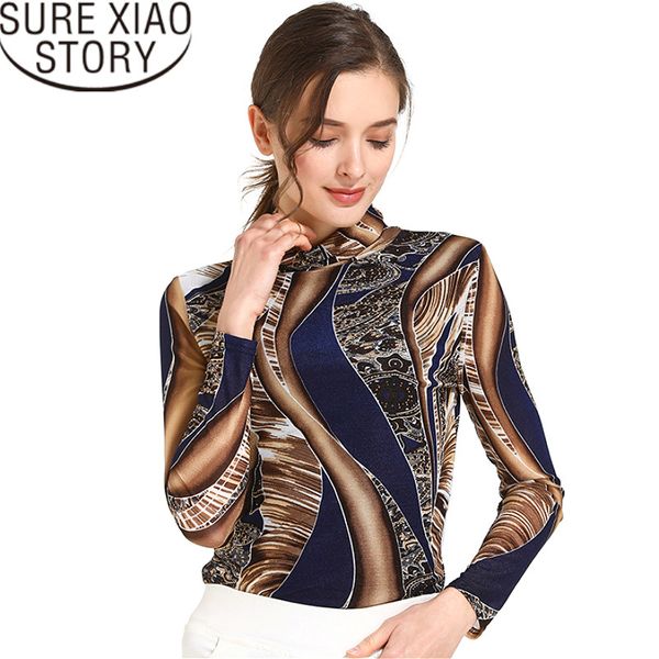 

women shirts womens and blouses blusas mujer de moda 2019 harajuku plus size print turtleneck lace full 1085 40, White