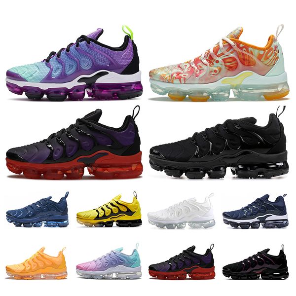 

tn plus running shoes for men women grid printed grape triple black white lava glow sports sneakers mens trainers