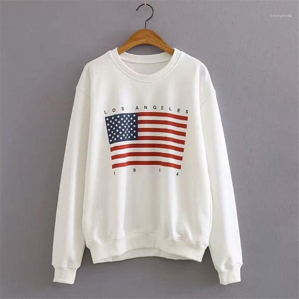 

sweatshirts fashion women casual designer women pullover sweatshirts american flag print female long sleeve round collar, Black