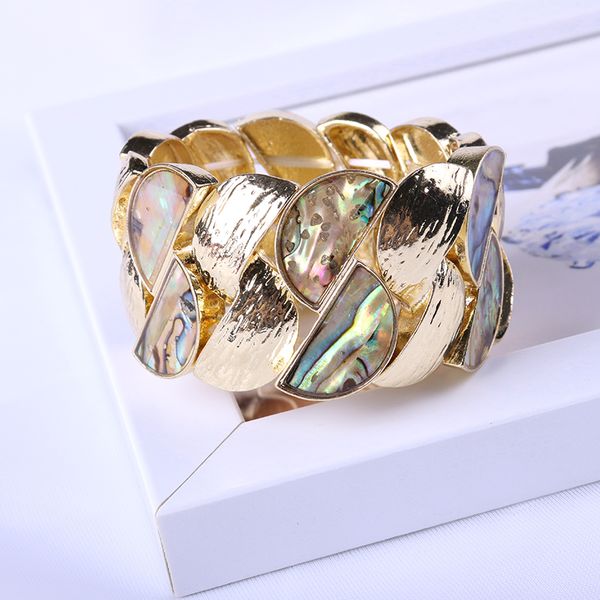 

creative new fashion retro alloy metal bracelet geometric irregular semicircle jointed shape bracelet jewelry, Black