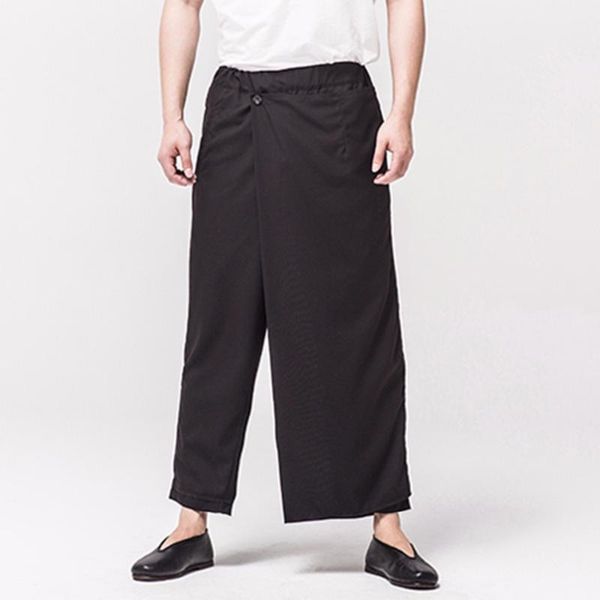 

new 27-44 2018 men's clothing gd hair stylist fashion catwalk street individuality retro wide leg pants plus size costumes, Black