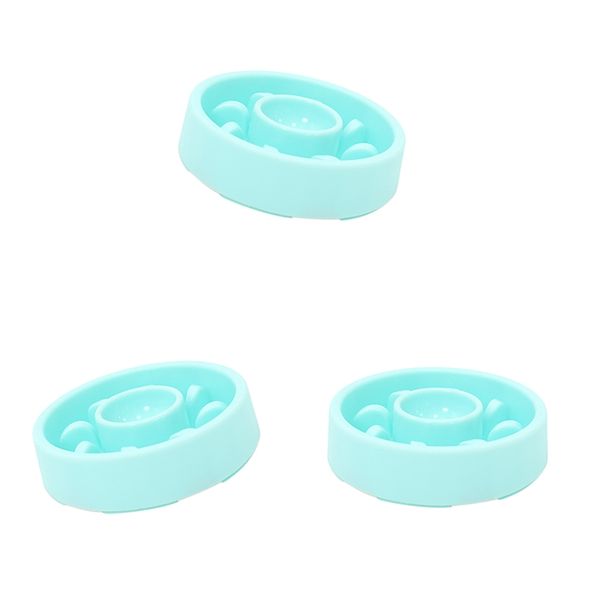 

3x pet dog puppy food slow feeder pet cat anti-gulping bowls green for