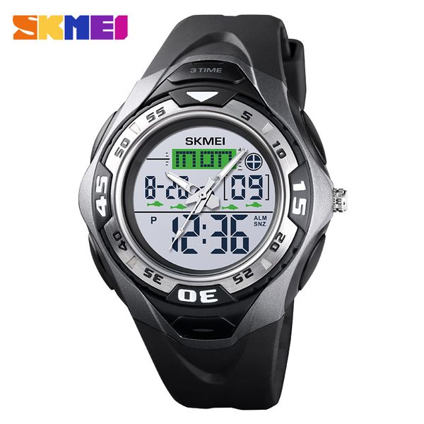 

skmei 1539 men sport digital watch countdown 3 time 50m waterproof teenager electronic clock male wristwatch relogio masculino, Slivery;brown