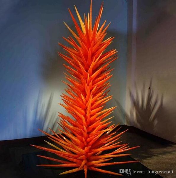

nordic hand blown glass tree floor lamp orange murano blown glass conifer sculpture for party garden art decoration
