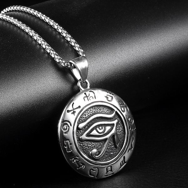 

ancient egypt round jewelry collares gold color stainless steel chain egyptian eye of horus necklaces & pendants