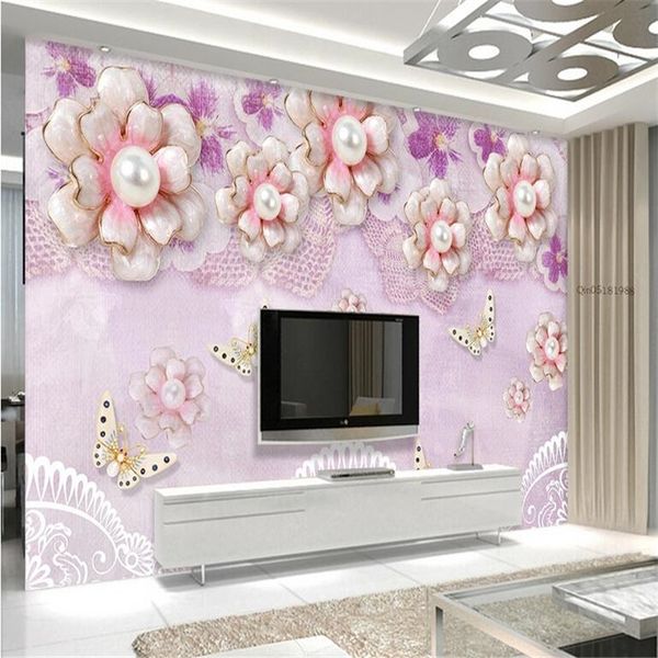 Custom Photo 3d Wallpaper Murals Flowers Romantic Aesthetic